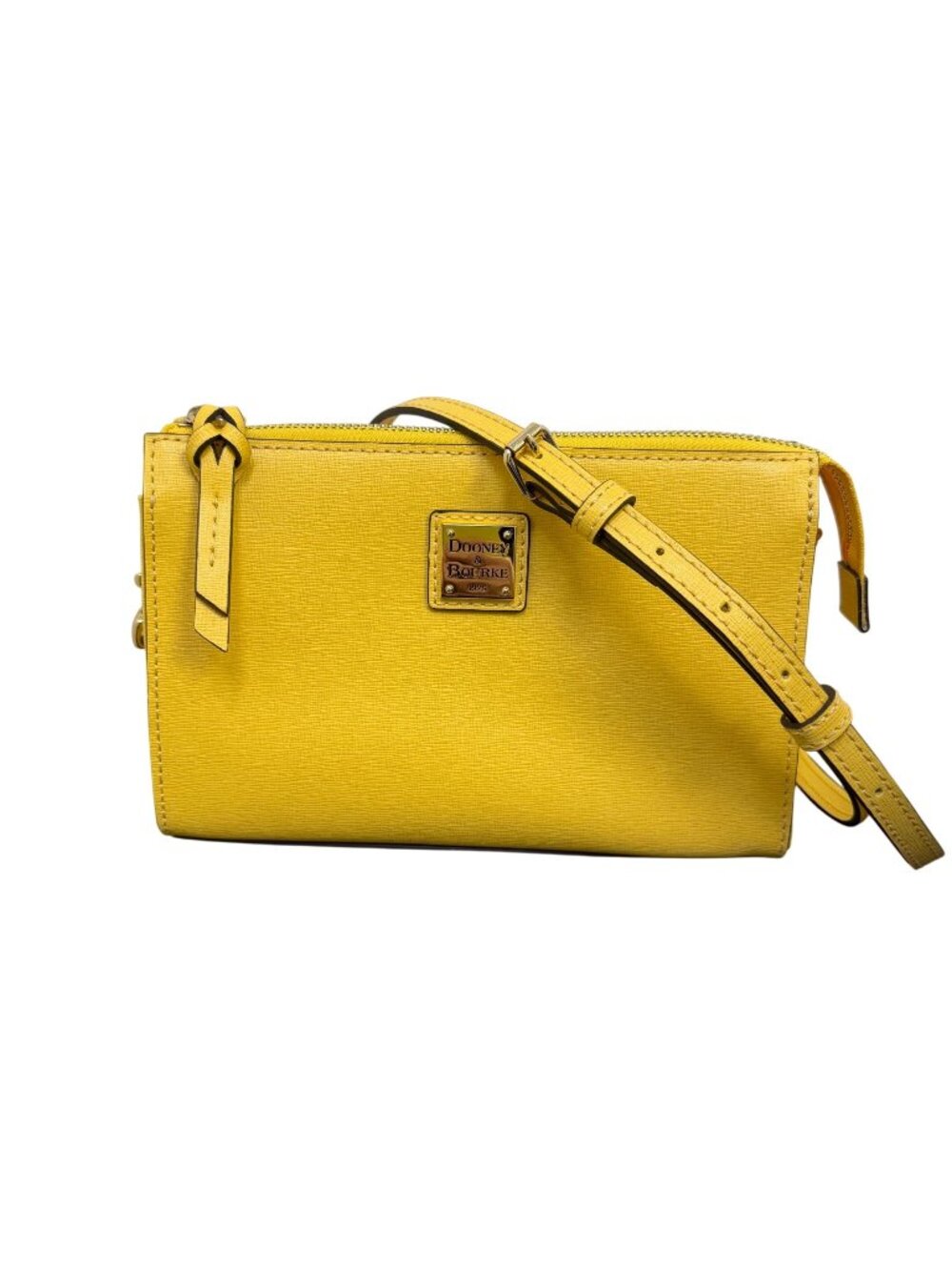 Dooney & Bourke Yellow Crossbody Bag With Adjustable Strap & Gold Hardware